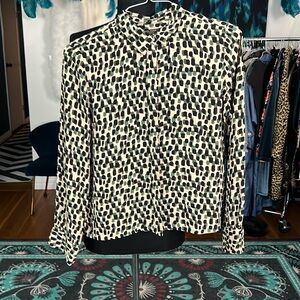 Banana Republic Blouse Beige Black And Green